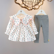 女童秋装套装婴，儿童装秋季公主裙子裤子，韩版女宝宝洋气两件套