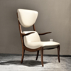 意大利汉斯瓦格纳沙发椅设计师，休闲椅轻奢北美黑胡桃木真皮单椅