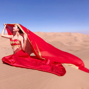 5米长款围巾纱巾大红丝巾超长超大薄款民族风青海湖旅游拍照丝巾