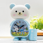 学生学习闹钟创新创意，笔筒小熊儿童床头时尚卡通，简约可爱蓝色钟表