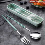 便携筷子勺子套装叉子餐具三件套学生韩式便携成人可爱筷勺套装