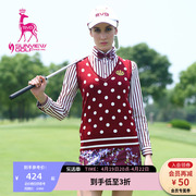 SVG高尔夫服装女复古波点保暖针织衫运动无袖套头毛衣背心