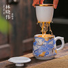 黄金彩绘景德镇陶瓷办公室茶杯 青花瓷茶具999鎏银茶杯水杯马克杯