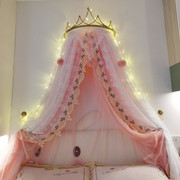 公主床幔防蚊蚊帐拉链全包围家用卧室莫兰迪绿小清新温馨刺绣