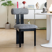 法式实木餐椅现代简约家用侘寂风靠背椅软包椅创意设计师中古椅子