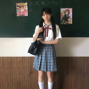 蕙谷女子原创春夏季校供感绿色，jk制服格裙百褶裙a字裙半身裙