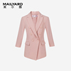 美尔雅女装气质百搭中袖小西装，粉色双排扣醋纤不易皱西服外套854