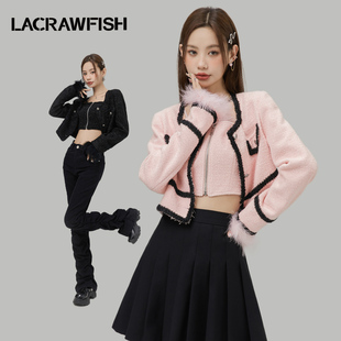 LA CRAWFISH韩系千金小香风短外套抹胸吊带两件套女里外套装