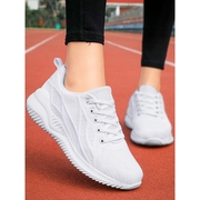 纯白色运动鞋女款夏季学生透气轻便减震白色初中生跑步鞋女生白鞋