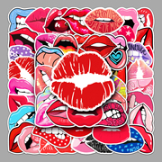 50张嘴唇贴纸手机自行车旅行箱装饰卡通性感红唇创意防水涂鸦贴画