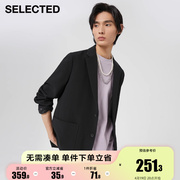 绫致selected思莱德2023秋季潮流黑色时尚微弹商务休闲西装外套男