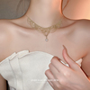 金色珍珠项链轻奢小众，锁骨链女高级感2023时尚颈链配饰