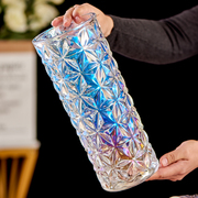 大号透明水晶玻璃花瓶水培富贵竹百合干花客厅插花直筒花器摆件