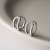 s925纯银耳钉小众设计感镂空镶钻耳环，女冷精致通勤款几何形银耳扣