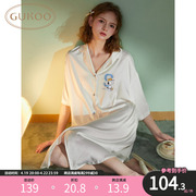 gukoo果壳史努比系列睡裙，女夏季丝滑舒适开衫衬衫女家居睡裙