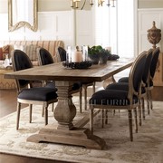 美式乡村橡木餐桌 橡木长方形餐桌餐椅书桌全实木餐台复古餐桌椅