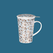 英国DUNOON骨瓷马克杯大容量茶杯带盖带茶漏进口马克杯水杯骨瓷杯