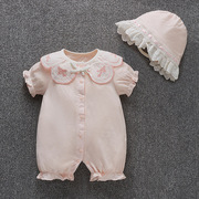 婴儿连体衣夏短袖(夏短袖，)女宝宝可爱超萌洋气公主，哈衣新生儿夏装0-3个月6