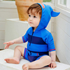 儿童泳衣男童2024可爱连体帽条纹口袋鲨鱼小孩婴儿幼儿宝宝游泳衣