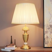 美式乡村卧室床头台灯，全铜欧式复古高级感客厅，沙发书桌灯摆件灯具