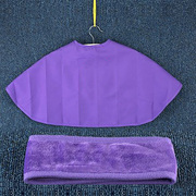 紫色束发巾美容包头巾(包头巾，)围脖套装，双层加棉不掉毛发带发箍无字通用