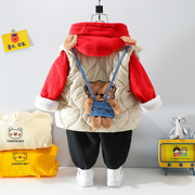 宝宝冬装0一1-2-3岁半男女，宝宝冬季衣服婴儿童棉衣韩版加厚三件套