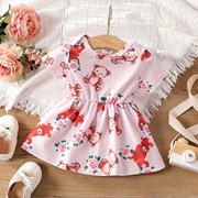 外贸INS婴幼儿女宝宝夏季款花朵可爱卡通印花短袖时尚韩版连衣裙