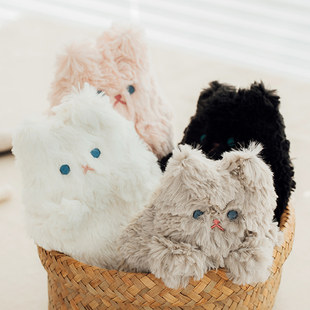 韩国livework柔软猫猫可爱猫咪，毛绒拉链收纳包化妆包笔袋文具包