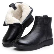 品牌特卖靴子女短靴真皮，百搭加绒加厚保暖棉鞋，冬中老年防滑雪地靴