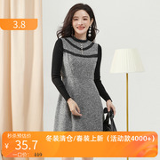 品牌折扣女装商场撤柜秋季衣S美N高端蕾丝拼接立领短裙连衣裙
