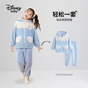 迪士尼童装女童舒棉绒睡衣套装2022儿童家居服舒适保暖