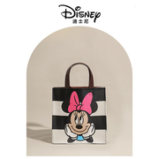 迪士尼黑白拼色可爱米妮大容量手拎包上班通勤包包