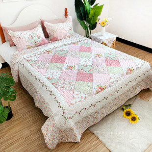 外贸2023纯棉韩国高档床盖三件套绗缝被欧式全棉四季通用床单