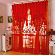 婚房窗帘红色喜庆浪漫温馨蕾丝卧室，客厅遮光结婚窗纱2022定制