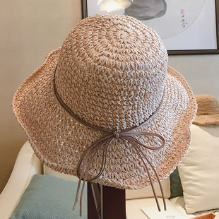 草帽女夏天太阳帽子，大沿可折叠防晒遮阳帽，海边出游沙滩帽百搭盆帽