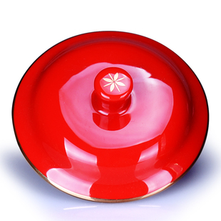 中国红色陶瓷诗词杯盖黄色瓷杯龙纹配杯盖釉中彩骨瓷茶杯盖