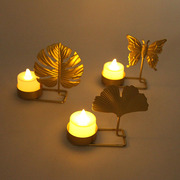 北欧金属复古铁艺烛台摆件圣诞桌面装饰浪漫婚礼蜡烛杯直播道具