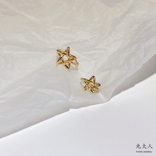 丸大人韩国10k黄金耳钉镂空五角星，耳扣款