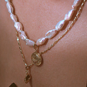 碎银子手工制 天然淡水巴洛克异形珍珠项链设计感 极光 不规则