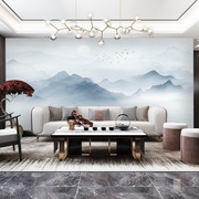 新中式水墨画墙纸办公室酒店饭店壁画古典抽象艺术电视背景墙壁纸