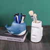 简约创意摩艾石像笔筒摆件树脂北欧桌面客厅办公书房文具摆设