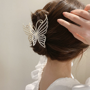韩国小众设计珍珠钻蝴蝶抓夹发饰，大号发抓时尚鲨鱼夹子发卡