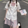 小岚中jk制服衬衫女短袖原创夏季日系风琴褶衬衣学生白色宽松上衣