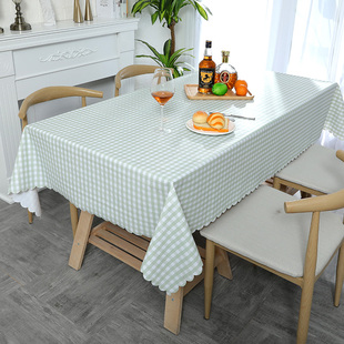 北欧格子餐桌布防水防油免洗桌布pvc塑料台布棉麻小清新茶几桌垫
