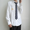 木村叔dk原创刺绣白色衬衫男长袖青少年日系制服正版内搭打底衬衣