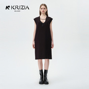 kkrizia2023夏季黑色无袖高腰，背心连衣裙高级感小黑裙a字裙