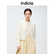 indicia标记春季米白色印花针织开衫简约甜美毛衣C6A402KS012