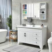 橡木浴室柜组合落地简约现代实木，卫生间洗手池洗脸盆，洗漱台卫浴柜