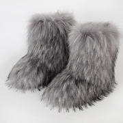 欧美长筒靴子女冬季保暖厚度防滑涩谷毛毛靴子中筒个性，时尚雪地靴