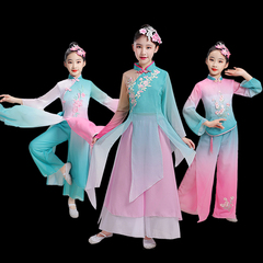 儿童中国风扇子舞表演服